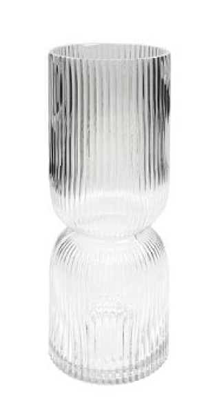 Kaheku Mondora Vase – Elegant Ribbed Glass Vase for Long-Stemmed Flowers (Ø 10.5 cm, H 32 cm)