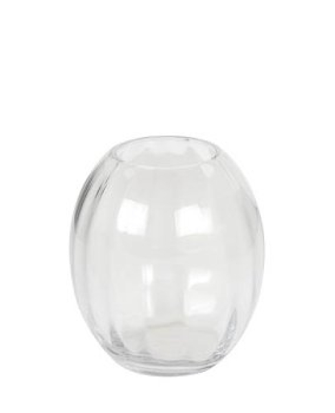 Kaheku Vase Mono Optic – Small Clear Glass Vase with Subtle Ribbed Texture (Ø 15 cm, H 18 cm)