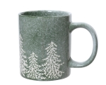 Becher, Tasse grün mit Tannenbäumen